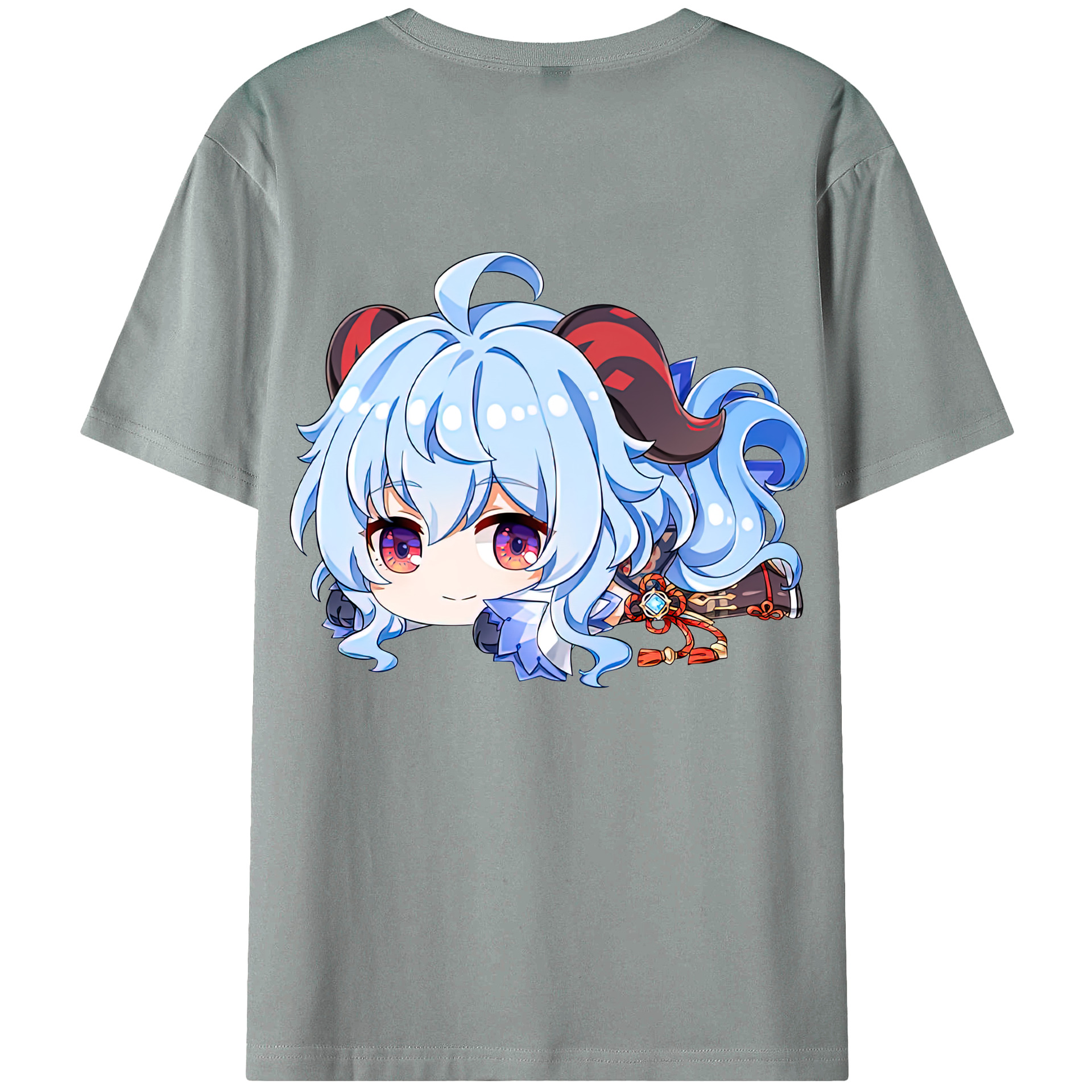 げんし神 甘雨 かんう genshin Ganyu 綿100％ メンズ半袖Tシャツ（バックプリント） 通気性